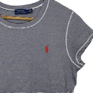 POLO RALPH LAUREN T-Shirt Striped Cap Sleeve Pullover Top Blouse Womens L Black